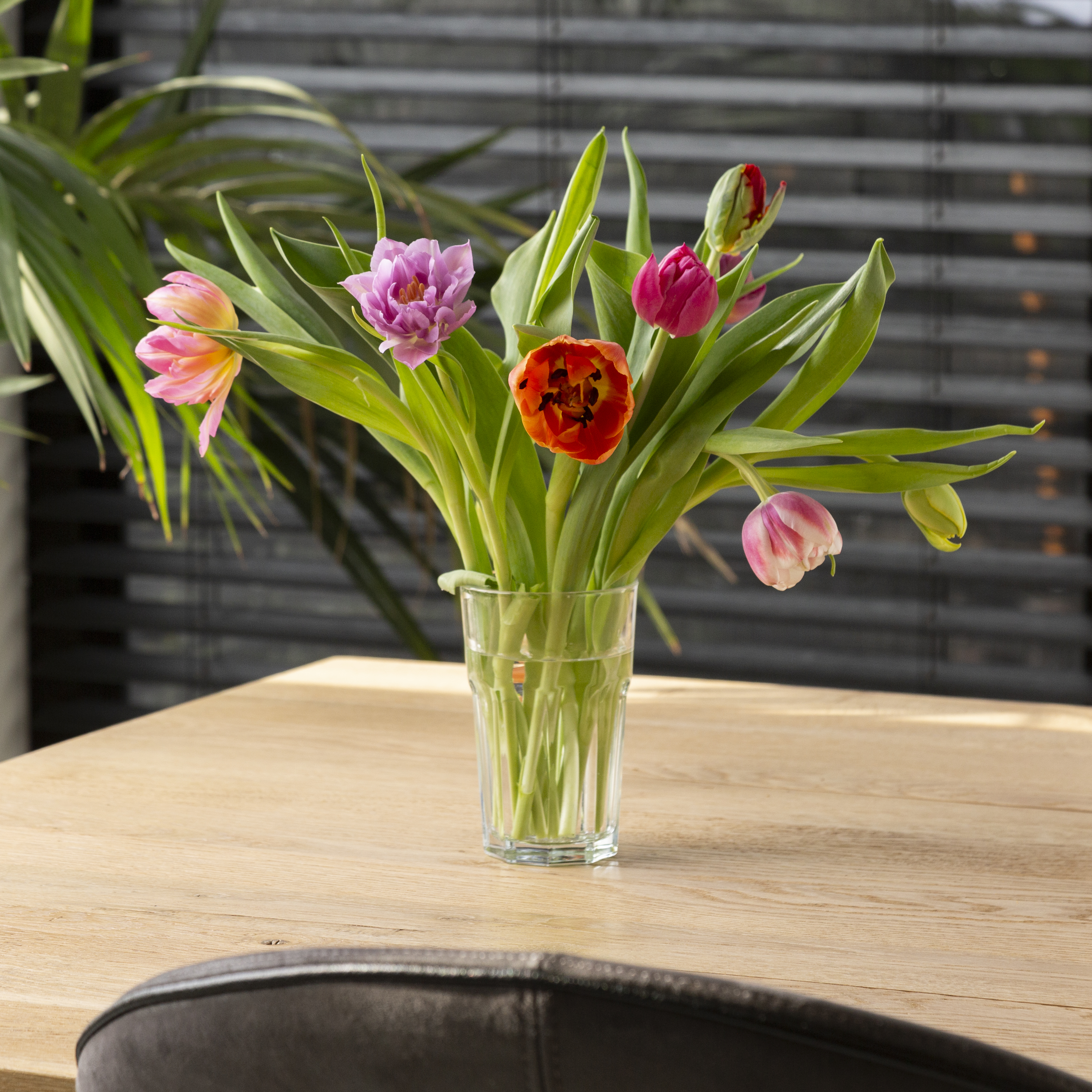 Gemengde tulpen in vaas