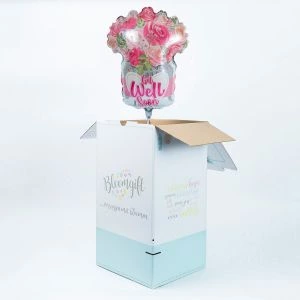 Folieballon boeket Get Well Soon uit BloomGift verpakking
