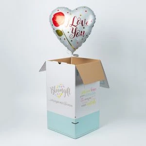 Folieballon I love you met helium gevuld