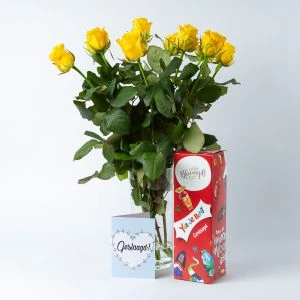 Gele Rozen Geslaagd Cadeaupakket