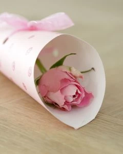 Roze roos in roze koker voor de liefste Mama