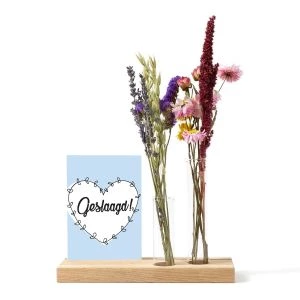 Brievenbuspakket - Kaarthouder Droogbloemen 'Multi' met kaart